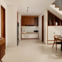 Villa ananya clean modern kitchen and dining area with minimalist wood design seminyak 870x500