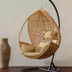 Villa ananya rattan hanging swing chair on a wooden deck seminyak 870x500